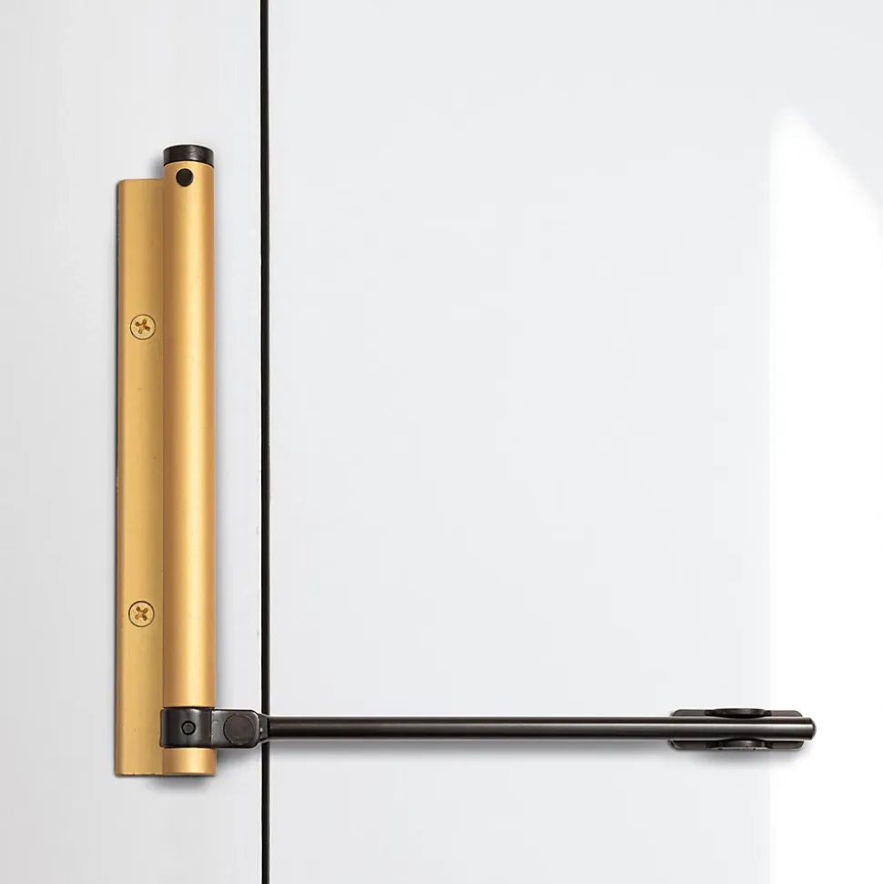 Bras à ressort ferme porte, a corps très fin en Aluminium anodisé or