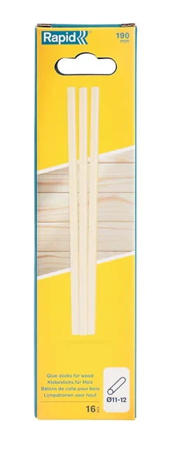 Bâton de colle bois 190 mm Rapid, 16 pièces