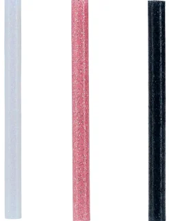 Bâton de colle pailletée pour décoration Ø7mm x 94mm, lot de 36 x 3 couleurs (blanc, noir, or)