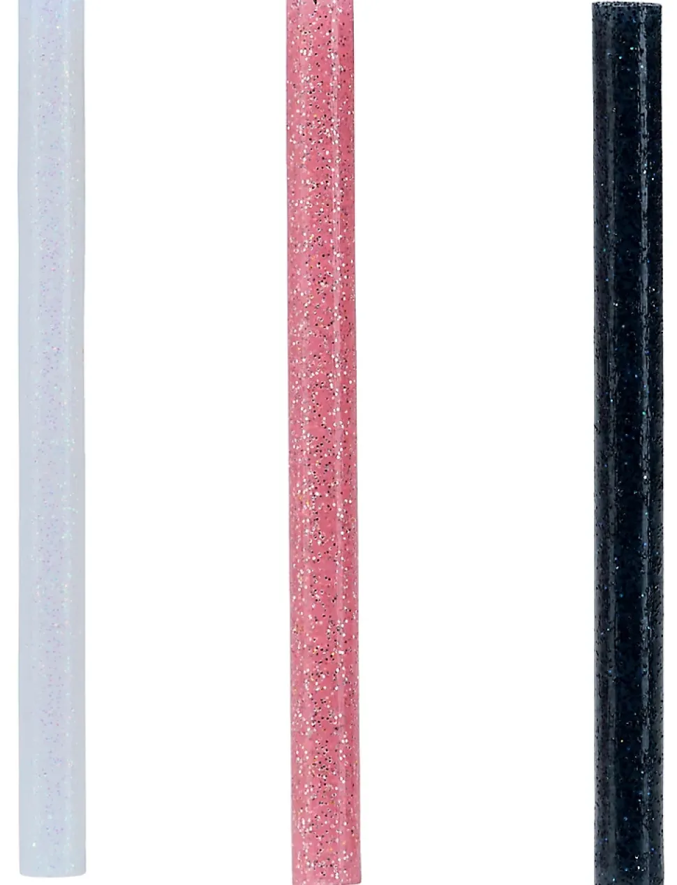 Bâton de colle pailletée pour décoration Ø7mm x 94mm, lot de 36 x 3 couleurs (blanc, noir, or)