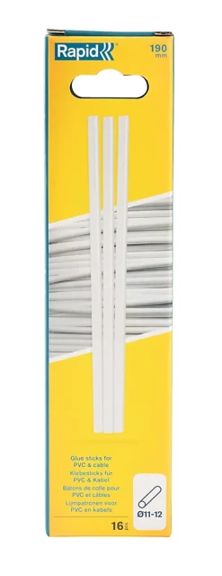 Bâton de colle PVC câbles transparente 190 mm Rapid, 16 pièces