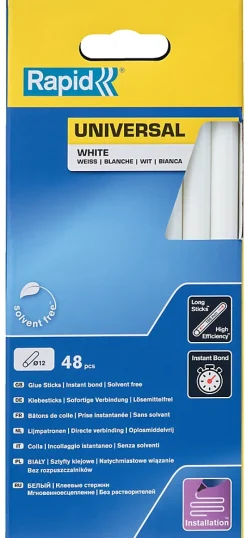 Bâton de colle universel blanche Ø12mm x 190mm, lot de 48