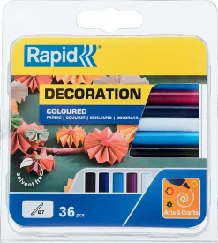 Bâtons de colle colorée pour décoration Ø7mm x 94mm, lot de 36 x 5 couleurs