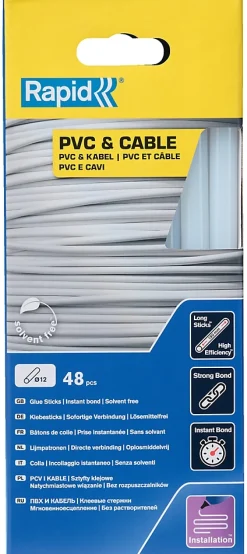 Bâtons de colle pour PVC & câblesØ12mm x 190mm, lot de 48