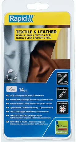 Bâtons de colle pour textiles & cuir Ø12mm x 190mm, lot de 14