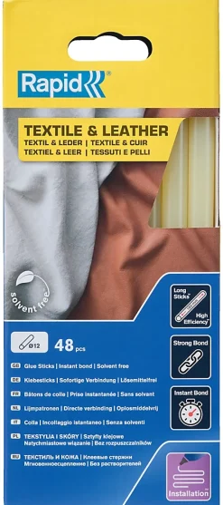 Bâtons de colle pour textiles & cuirØ12mm x 190mm, lot de 48