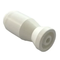 Butoir mural MADE IN FRANCE en plastique dur blanc & bouchon amortisseur en élastomère (caoutchouc) blanc. Diamètre 27mm et longue