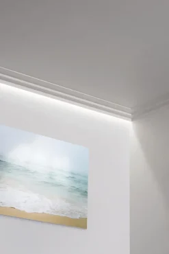 C390 STEPS Corniche plafond pour éclairage indirect et cache tringle à rideaux Orac Decor - 6x10x200cm (h x p x L) - A l'unité