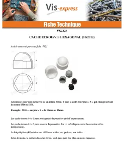 Cache Ecrou ou cache tête vis Tête hexagonale TH M24 nylon blanc Sur plat 36 - 1 pièce