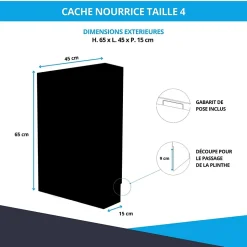 Cache nourrice plomberie ATOLE en acier Noir - Largeur fixe - Taille 4 : 650 x 450 x 150 mm
