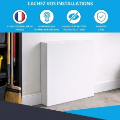 Cache nourrice plomberie ATOLE en acier Blanc - Largeur fixe - Taille 2 : 450 x 650 x 150 mm
