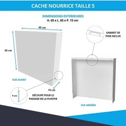 Cache nourrice plomberie ATOLE en acier Blanc - Largeur fixe - Taille 5 : 650 x 650 x 150 mm