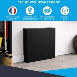 Cache nourrice plomberie ATOLE en acier Noir - Largeur fixe - Taille 1 : 450 x 450 x 150 mm