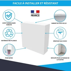 Cache nourrice plomberie ATOLE en acier Blanc - Largeur fixe - Taille 4 : 640 x 450 x 150 mm