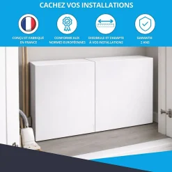 Cache nourrice plomberie ATOLE en acier Blanc - Largeur réglable - Taille 2 : 450 x 605 à 1150 x 150 mm