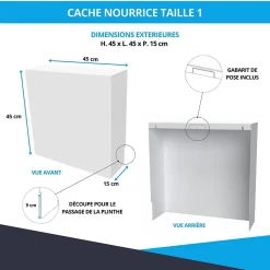 Cache nourrice plomberie ATOLE en acier Blanc - Largeur fixe - Taille 1 : 450 x 450 x 150 mm