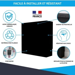 Cache nourrice plomberie ATOLE en acier Noir - Largeur fixe - Taille 2 : 450 x 650 x 150 mm
