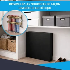 Cache nourrice plomberie ATOLE en acier Noir - Largeur fixe - Taille 2 : 450 x 650 x 150 mm