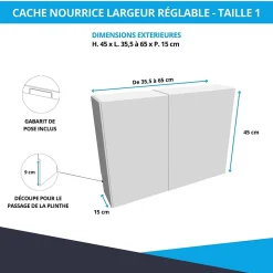 Cache nourrice plomberie ATOLE en acier Blanc - Largeur réglable - Taille 1