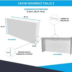Cache nourrice plomberie ATOLE en acier Blanc - Largeur fixe - Taille 3 : 450 x 850 x 150 mm