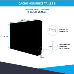 Cache nourrice plomberie ATOLE en acier Noir - Largeur fixe - Taille 6 : 650 x 850 x 150 mm