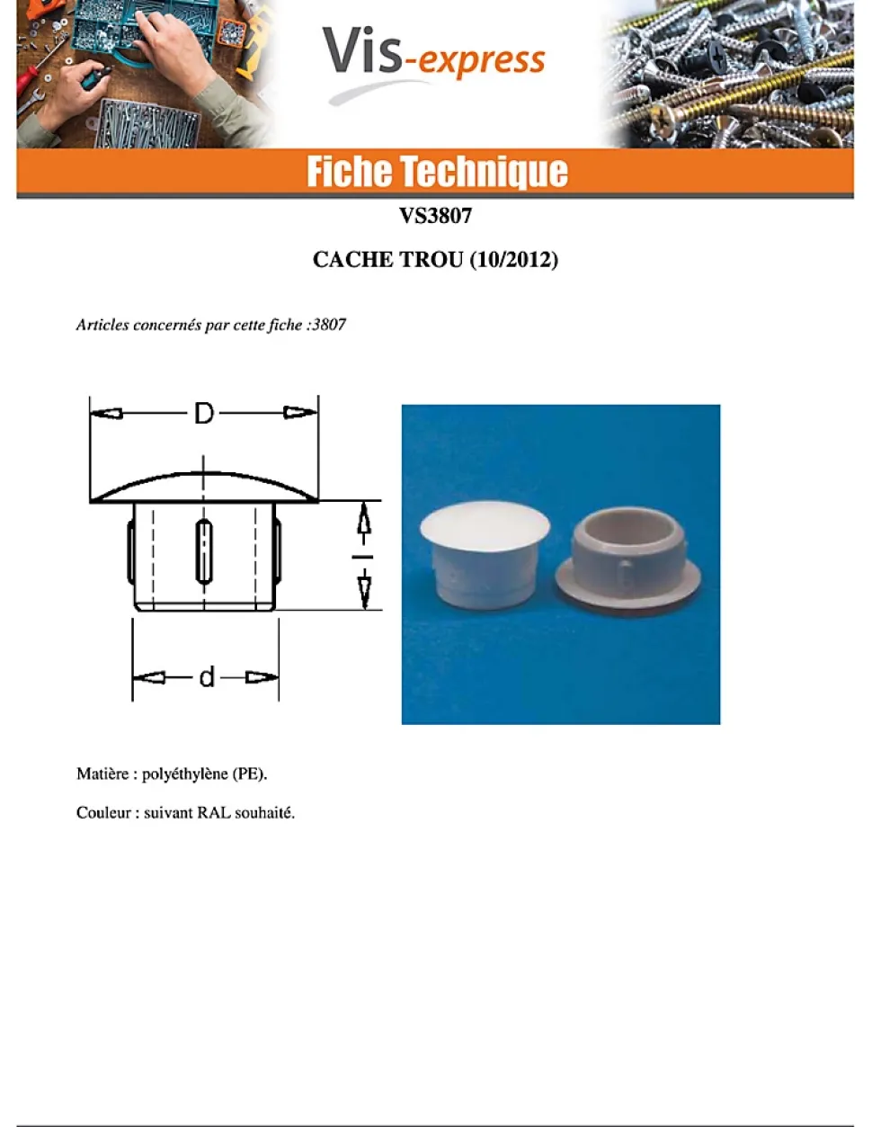 Cache Trou 12/5.5 Longueur 5.6 Aluminium RAL9006 aluminium blanc - 500 pièces