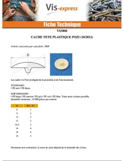 Cache tête Plastique Pozi numéro 2 Diamètre de tête: 12 RAL9010 blanc pur - 100 pièces
