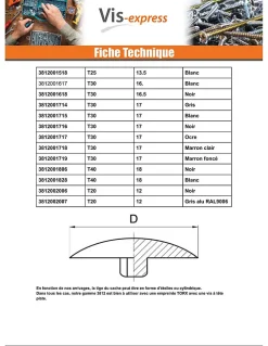 Cache vis Tête fraisée TORX TORX T25 Diamètre de tête: 13.5 nylon noir - 100 pièces