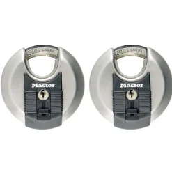 Cadenas à clé Master Lock Excell M40EURT disque en acier inoxydable Ø. 70 mm hauteur de l'anse 16 mm vendu par 2