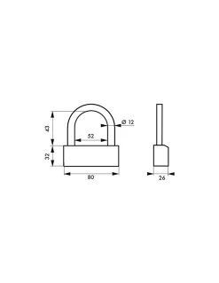 Cadenas à clé Nautic, laiton, intérieur, anse acier, 80mm, 3 clés - THIRARD
