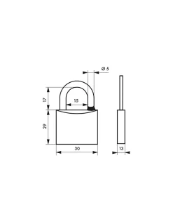 Cadenas à clé Type 1, laiton, extérieur, anse inox, 30mm, 2 clés - THIRARD