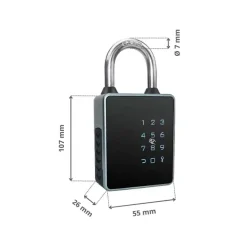 Cadenas à code et badge connecté locky pad - code, badge, bluetooth, et clé de secours