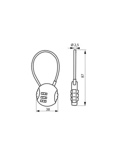 Cadenas à combinaison Fantasy Rond, 3 chiffres, intérieur, cable acier - THIRARD