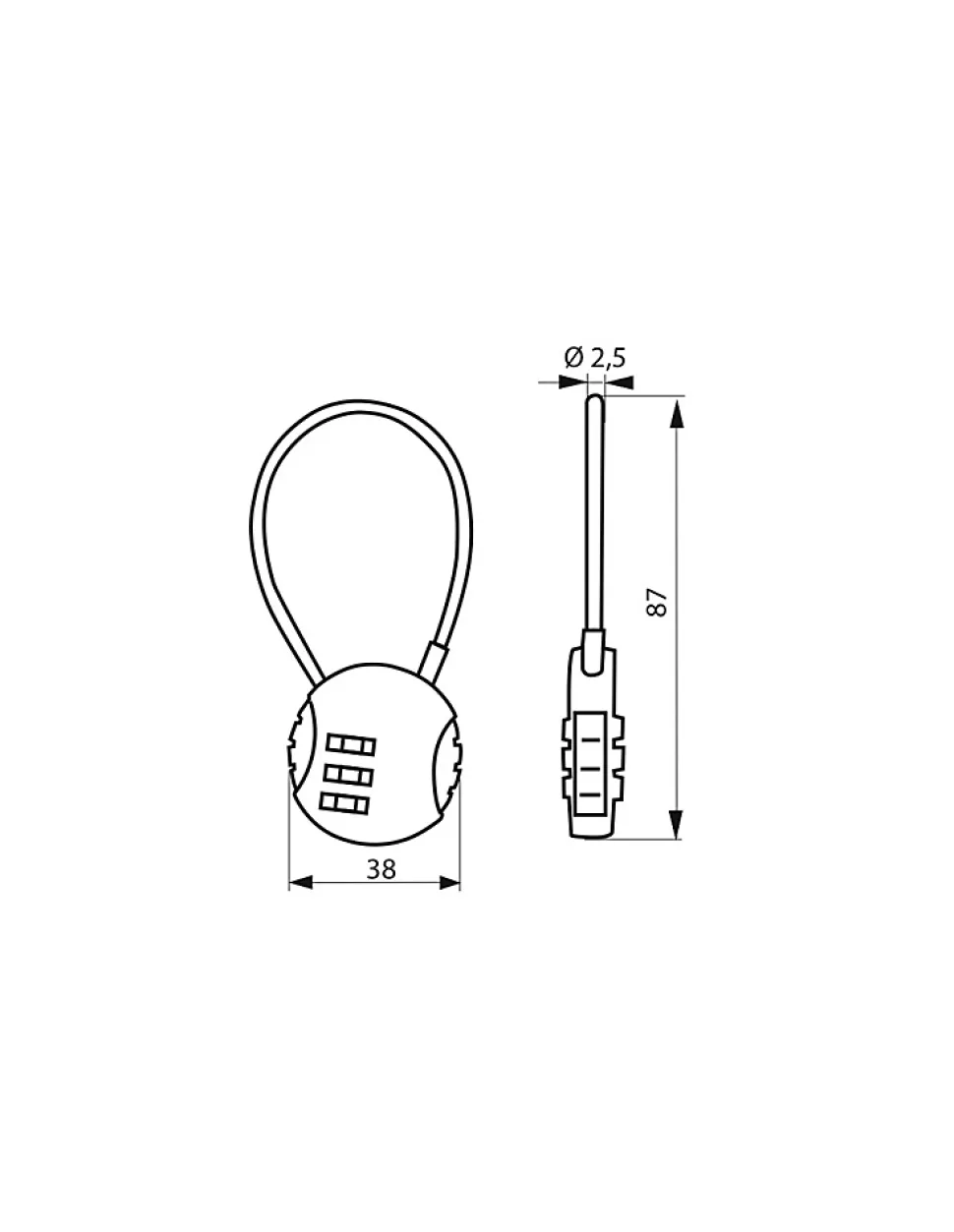Cadenas à combinaison Fantasy Rond, 3 chiffres, intérieur, cable acier - THIRARD