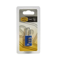 Cadenas à combinaison Smith & Locke en aluminium coloris bleu l.21 mm anse en acier