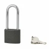 Cadenas ACERA gris à clé, base 40 mm, anse 1/2 haute 61 mm, anse acier cémenté, 3 clés - SERRUPRIX