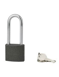 Cadenas ACERA gris à clé, base 40 mm, anse 1/2 haute 61 mm, anse acier cémenté, 3 clés - SP