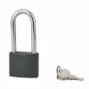 Cadenas ACERA gris à clé, base 50 mm, anse 1/2 haute 72 mm, anse acier cémenté, 3 clés - SP