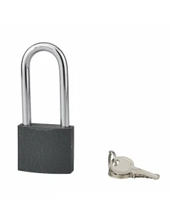Cadenas ACERA gris à clé, base 50 mm, anse 1/2 haute 72 mm, anse acier cémenté, 3 clés - SP
