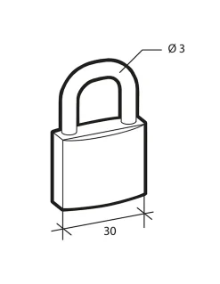 Cadenas BASIC à clé, base 30 mm, anse acier, 2 clés - SERRUPRIX