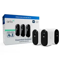 Caméra de vidéosurveillance extérieure Arlo Essential2 2k blanc vendue par 3 pièces