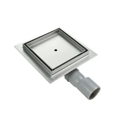 Caniveau de douche à carreler carré CIREA 20 x 20 cm, siphon anti-odeurs, drainage 36l/min, hauteur réglable SANIVERRE