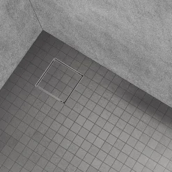 Caniveau de douche à carreler carré CIREA 20 x 20 cm, siphon anti-odeurs, drainage 36l/min, hauteur réglable SANIVERRE