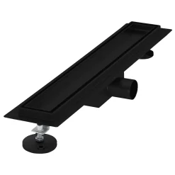 Caniveau de Douche 50 cm 2en1 à Carreler, Noir, Acier Inoxydable