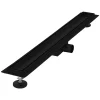 Caniveau de Douche 80 cm 2en1 à Carreler, Noir, Acier Inoxydable