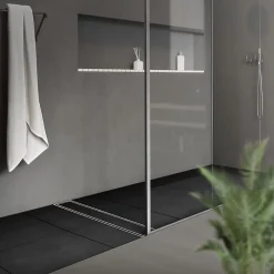 Caniveau de Douche 50 cm 2en1 à Carreler, Argent, Acier Inoxydable