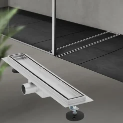 Caniveau de Douche 50 cm 2en1 à Carreler, Argent, Acier Inoxydable