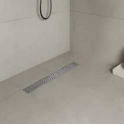 Caniveau de douche à l'Italienne GUMI motif bulle L.80 cm acier, anti-odeurs, débit élevé -SANIVERRE