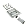 Caniveau de douche carré motif quadrillé DOMEO 12 x 12 cm siphon anti-odeurs, drainage 36l/min, h. réglable SANIVERRE