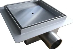 Caniveau de douche en acier inoxydable S8 pour douche prêt à carreler - dimensions 15x15cm